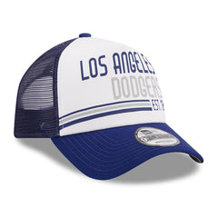 White/Royal Los Angeles Dodgers New Era Stacked A-Frame Trucker 9FORTY Adjustable Hat