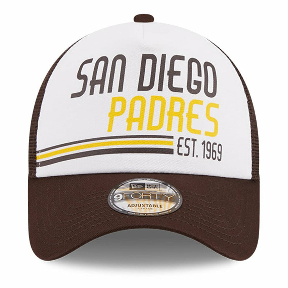 White/Brown San Diego Padres New Era Stacked A-Frame Trucker 9FORTY Adjustable Hat