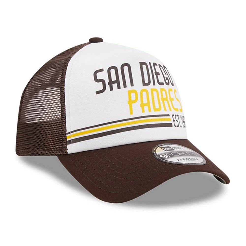 White/Brown San Diego Padres New Era Stacked A-Frame Trucker 9FORTY Adjustable Hat