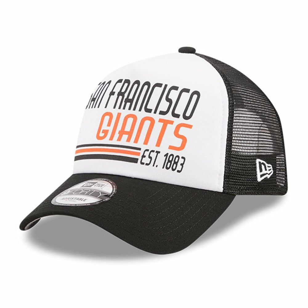 White/Black San Francisco Giants New Era Stacked A-Frame Trucker 9FORTY Adjustable Hat
