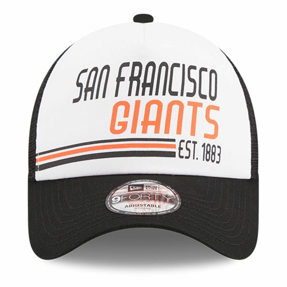 White/Black San Francisco Giants New Era Stacked A-Frame Trucker 9FORTY Adjustable Hat