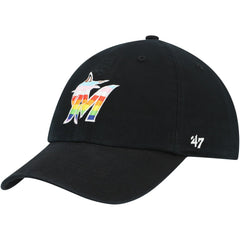Black Miami Marlins '47 Team Pride Clean Up Adjustable Hat