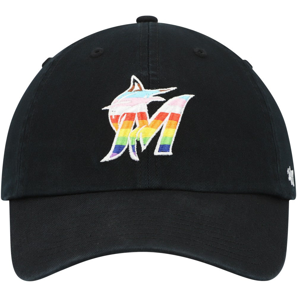 Black Miami Marlins '47 Team Pride Clean Up Adjustable Hat