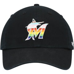 Black Miami Marlins '47 Team Pride Clean Up Adjustable Hat