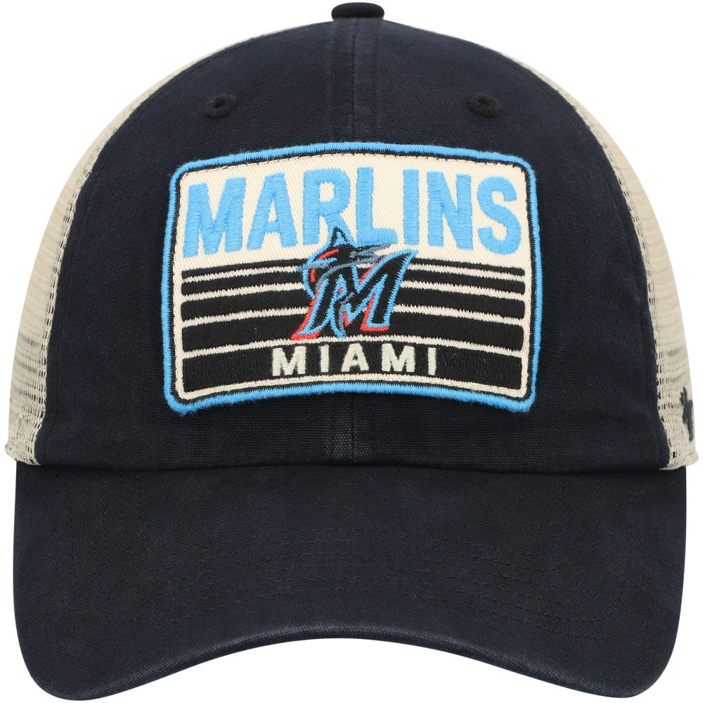 Black Miami Marlins '47 Four Stroke Clean Up Trucker Snapback Hat