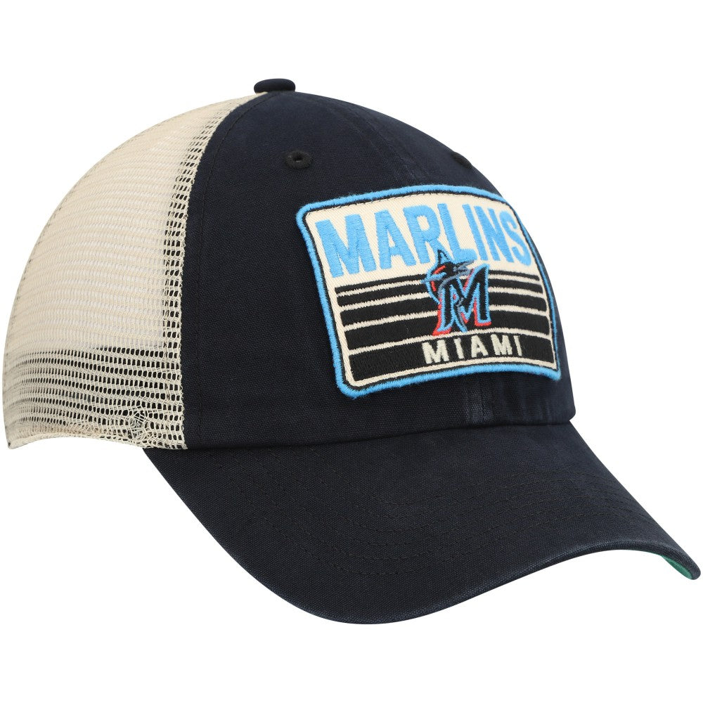 Black Miami Marlins '47 Four Stroke Clean Up Trucker Snapback Hat