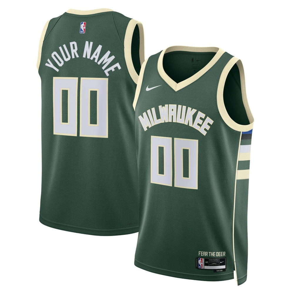 Nike Milwaukee Bucks Unisex Swingman Custom Jersey Hunter Green