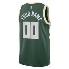Nike Milwaukee Bucks Unisex Swingman Custom Jersey Hunter Green