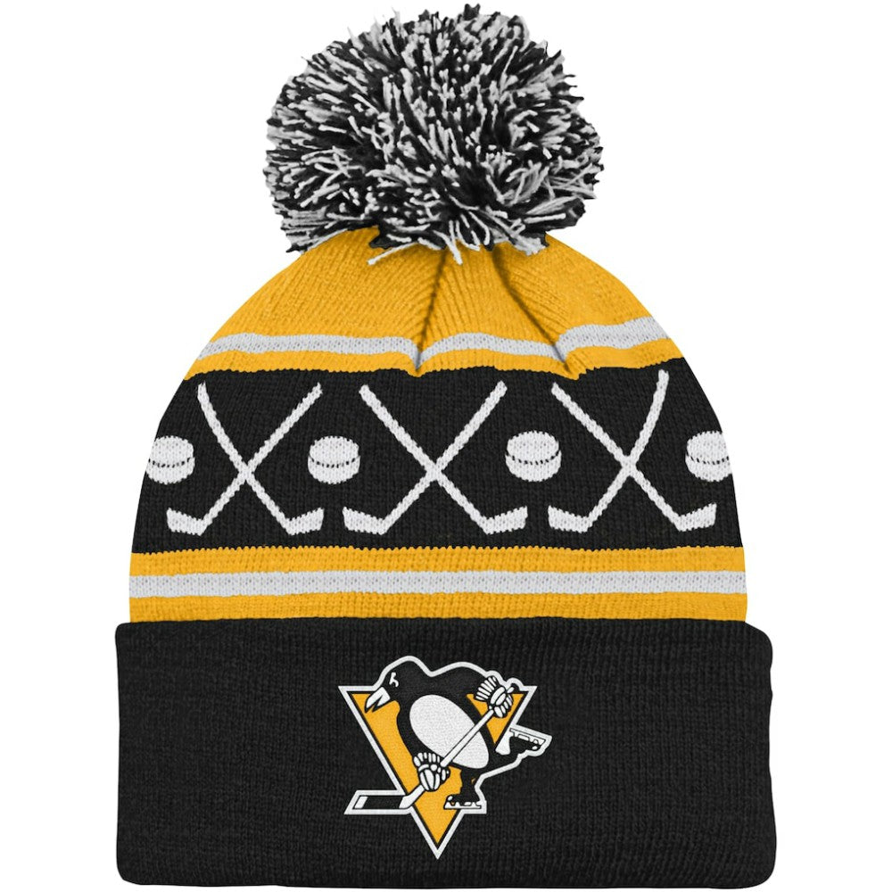 NHL Pittsburgh Penguins Preschool Faceoff Cuffed Knit Hat with Pom