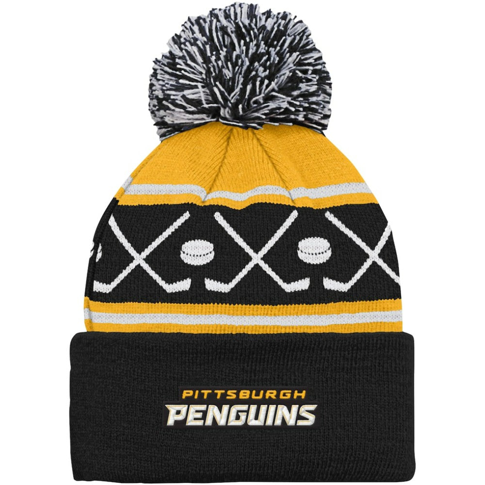 NHL Pittsburgh Penguins Preschool Faceoff Cuffed Knit Hat with Pom