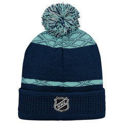 NHL Seattle Kraken Youth Puck Cuffed Knit Hat with Pom