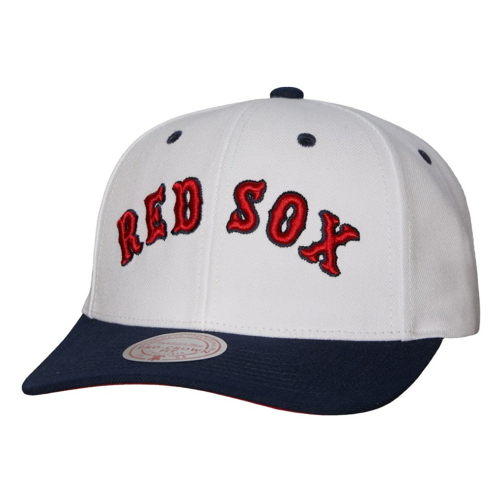 White Boston Red Sox Mitchell & Ness Cooperstown Collection Pro Crown Snapback Hat