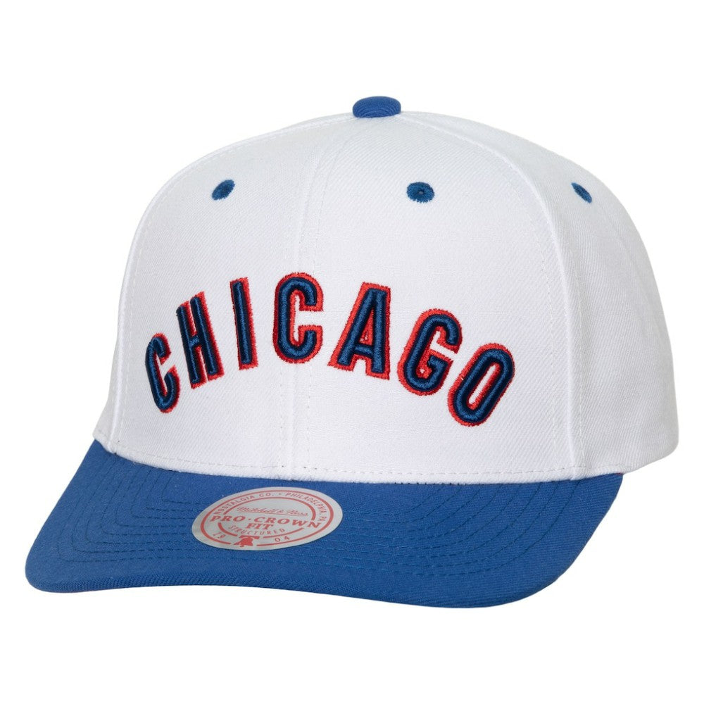 White Chicago Cubs Mitchell & Ness Cooperstown Collection Pro Crown Snapback Hat