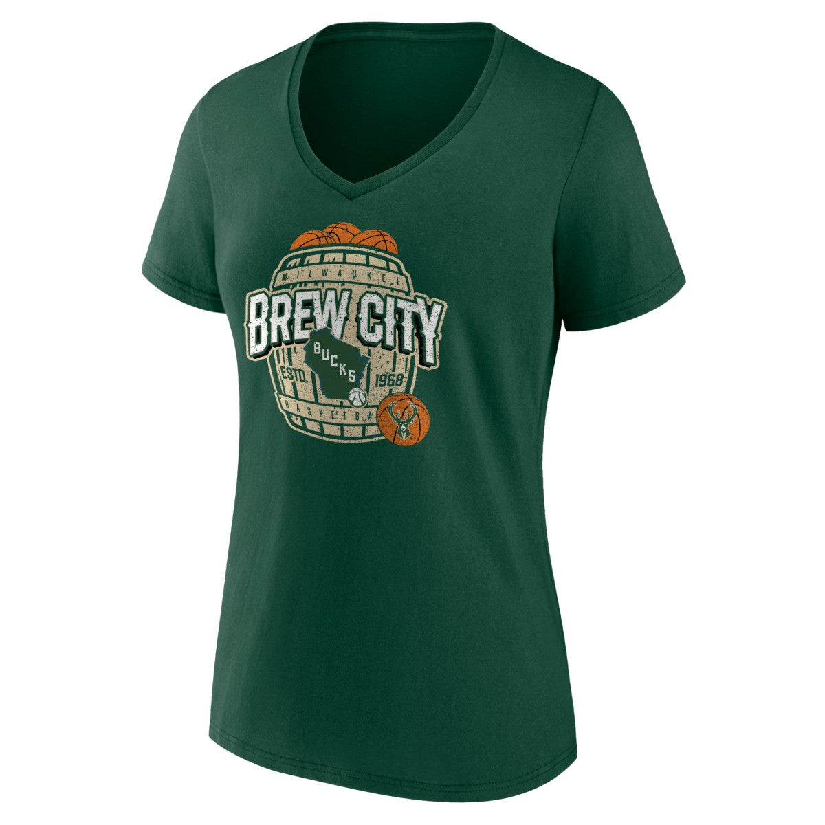 Milwaukee Bucks Women's Announcer V-Neck T-Shirt