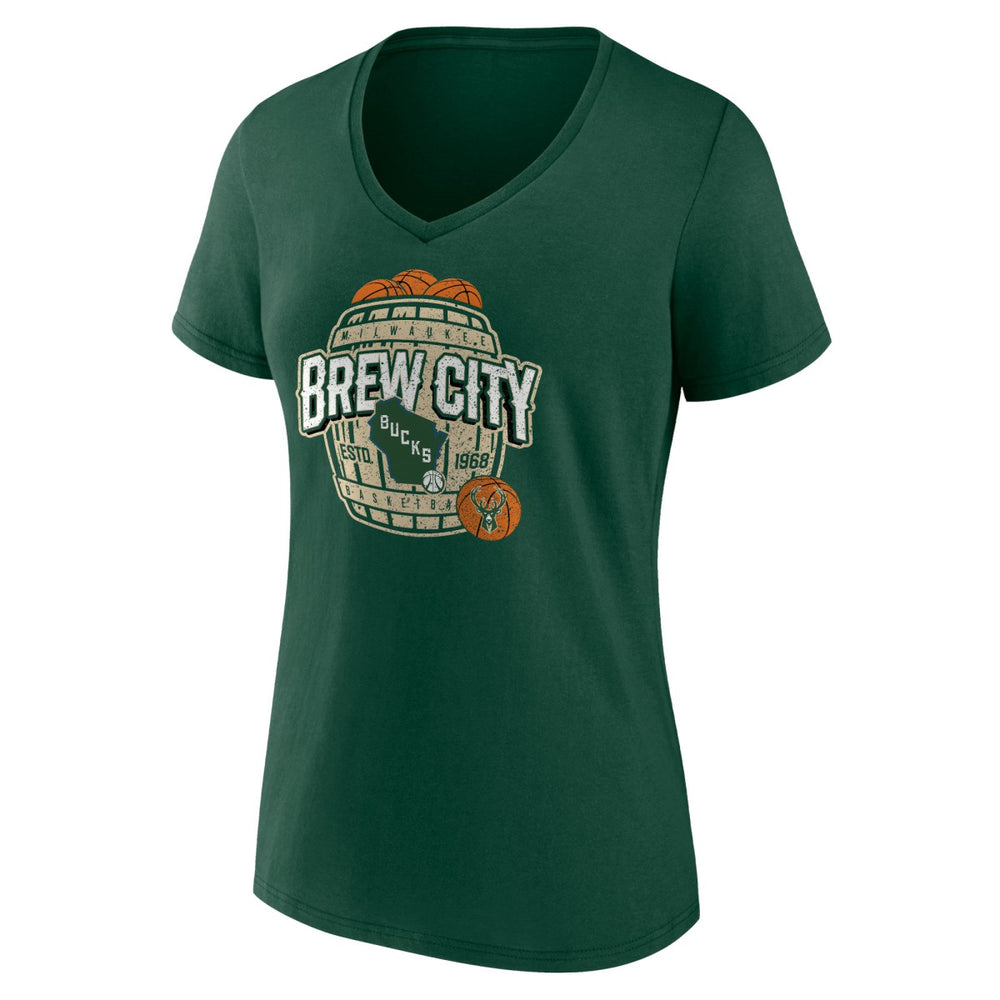 Milwaukee Bucks Women's Announcer V-Neck T-Shirt