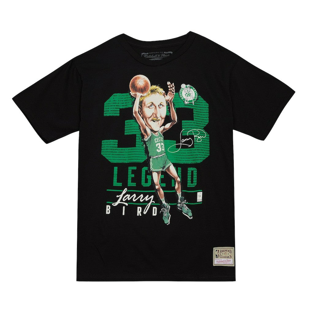 Mitchell & Ness Larry Bird Boston Celtics Hardwood Classics Caricature T-Shirt