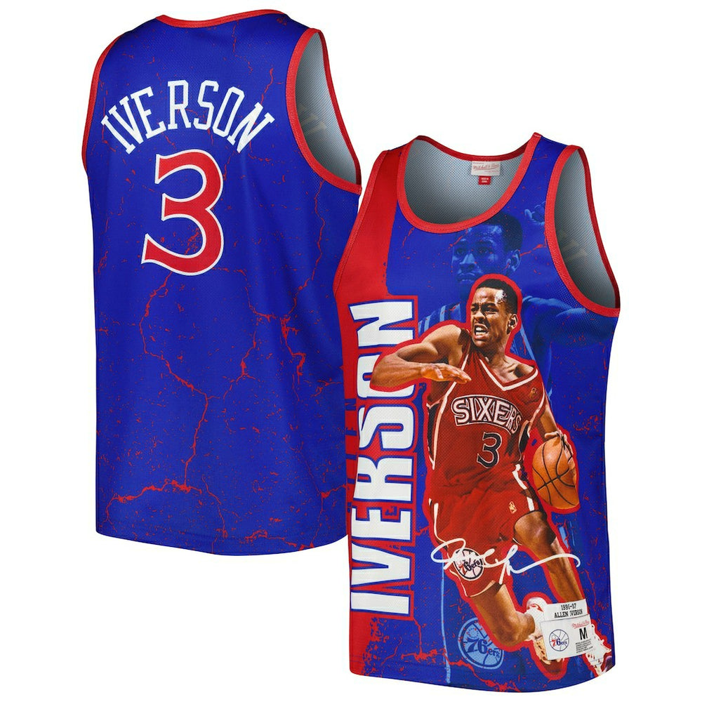 Mitchell & Ness Allen Iverson Philadelphia 76ers 1996-97 Hardwood Classics Player Burst Tank Top
