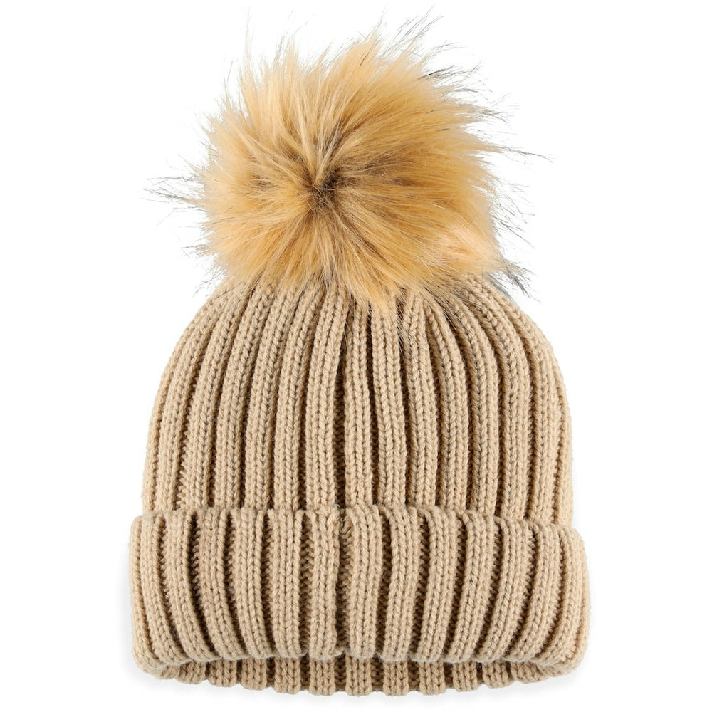 WEAR by Erin Andrews Women's Neutral Cuffed Knit Hat with Pom - Las Vegas Raiders Hats