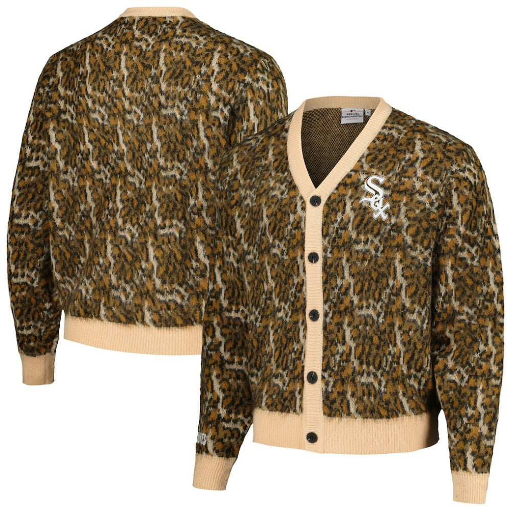 Brown Chicago White Sox PLEASURES Cheetah Cardigan Button-Up Sweater