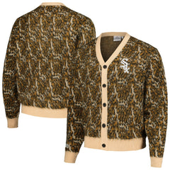 Brown Chicago White Sox PLEASURES Cheetah Cardigan Button-Up Sweater
