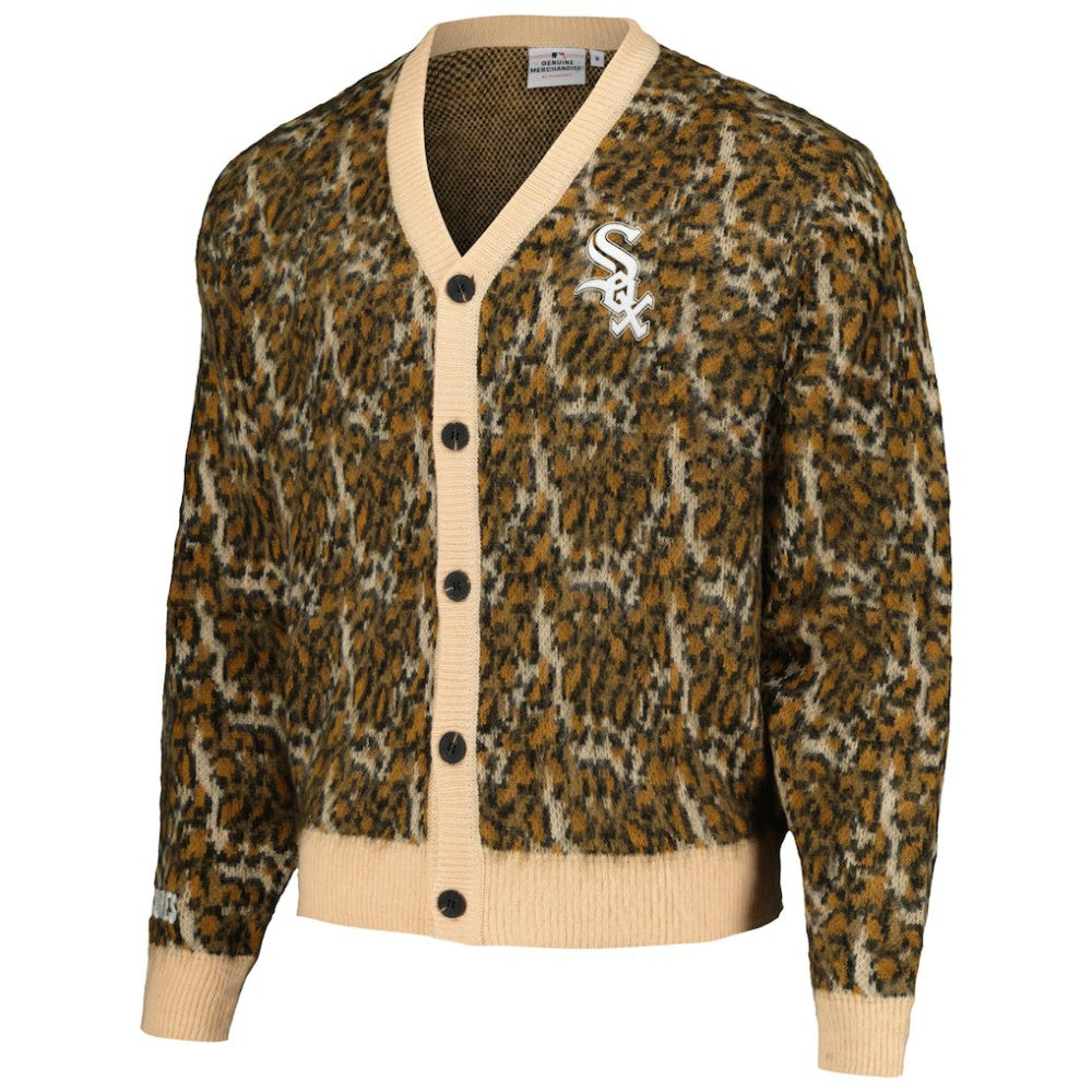 Brown Chicago White Sox PLEASURES Cheetah Cardigan Button-Up Sweater
