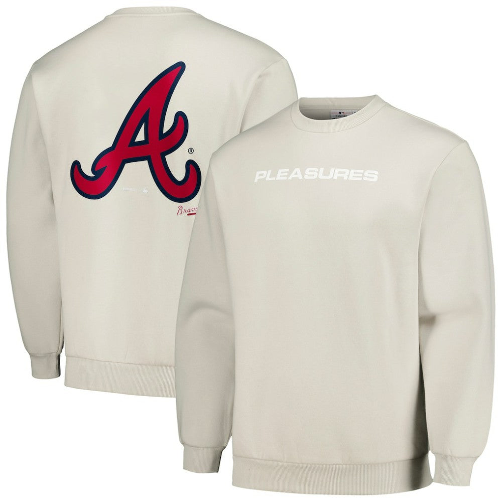 Gray Atlanta Braves PLEASURES Ballpark Pullover Sweatshirt