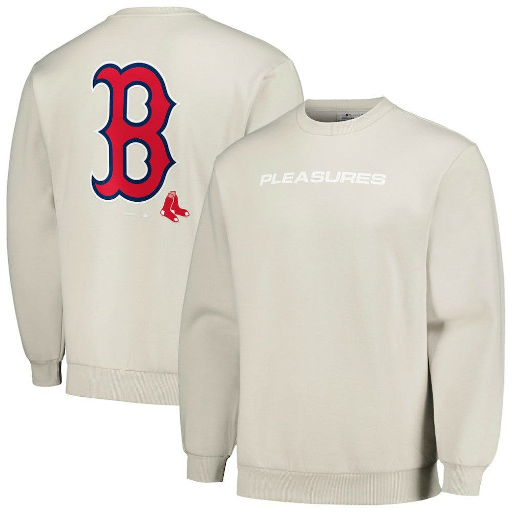Gray Boston Red Sox PLEASURES Ballpark Pullover Sweatshirt