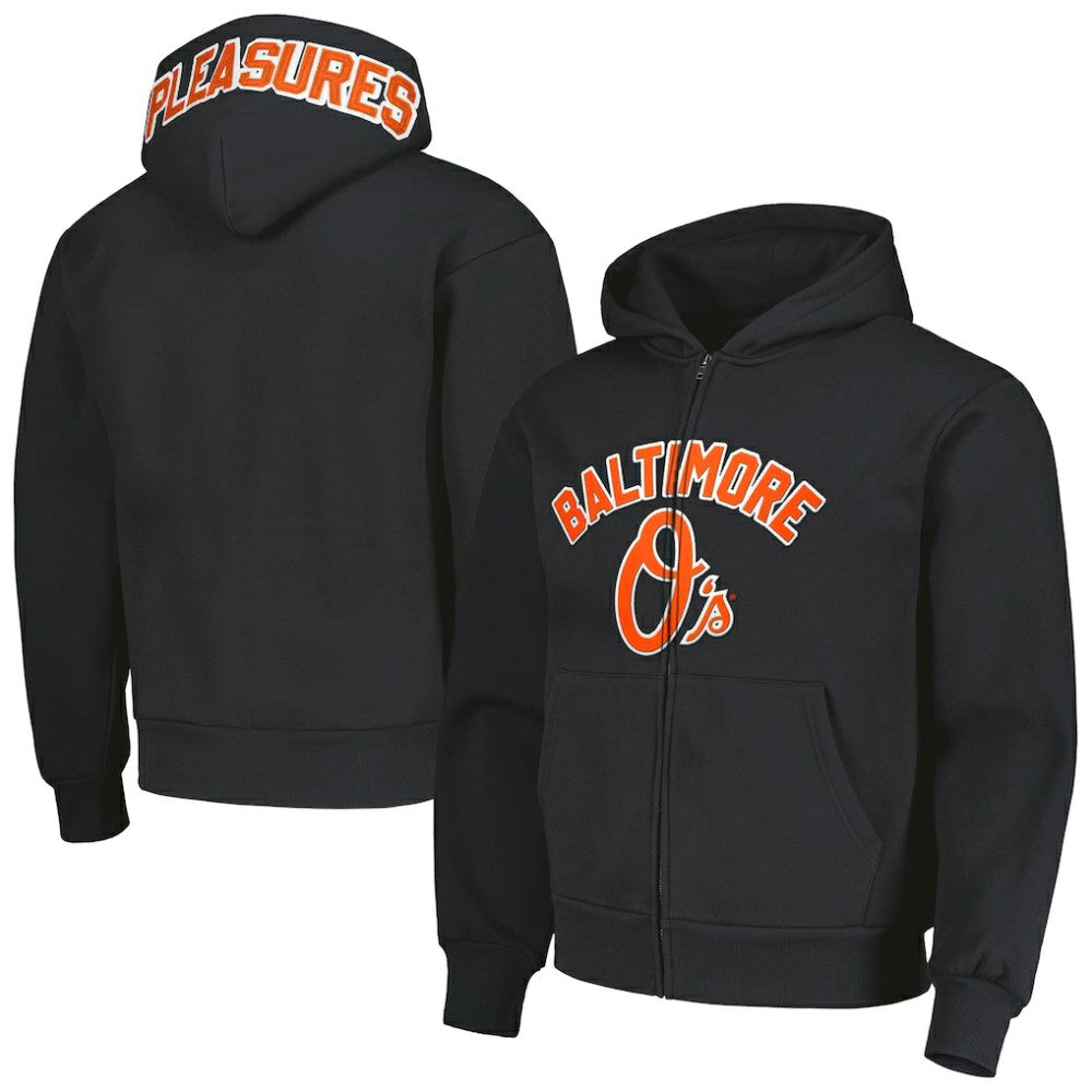 Black Baltimore Orioles PLEASURES Opening Day Full-Zip Hoodie