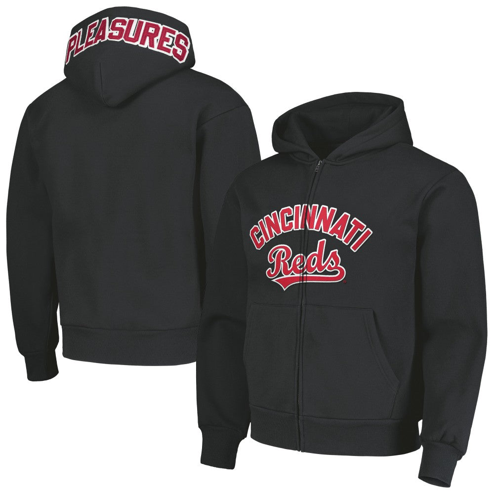 Black Cincinnati Reds PLEASURES Opening Day Full-Zip Hoodie
