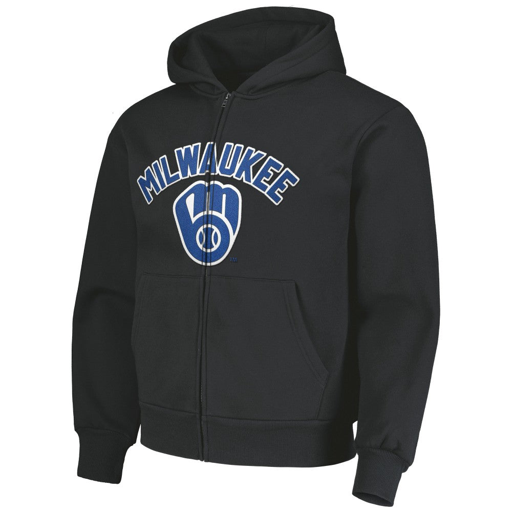 Black Milwaukee Brewers PLEASURES Opening Day Full-Zip Hoodie