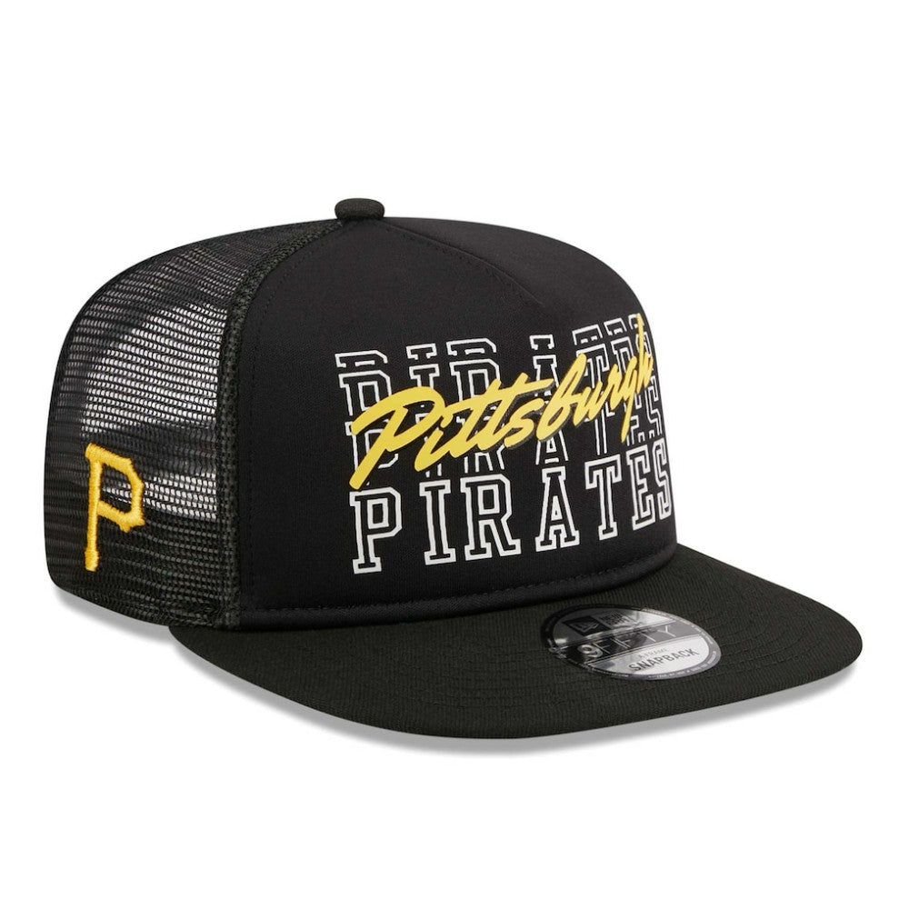 Black Pittsburgh Pirates New Era  Street Team A-Frame Trucker 9FIFTY Snapback Hat