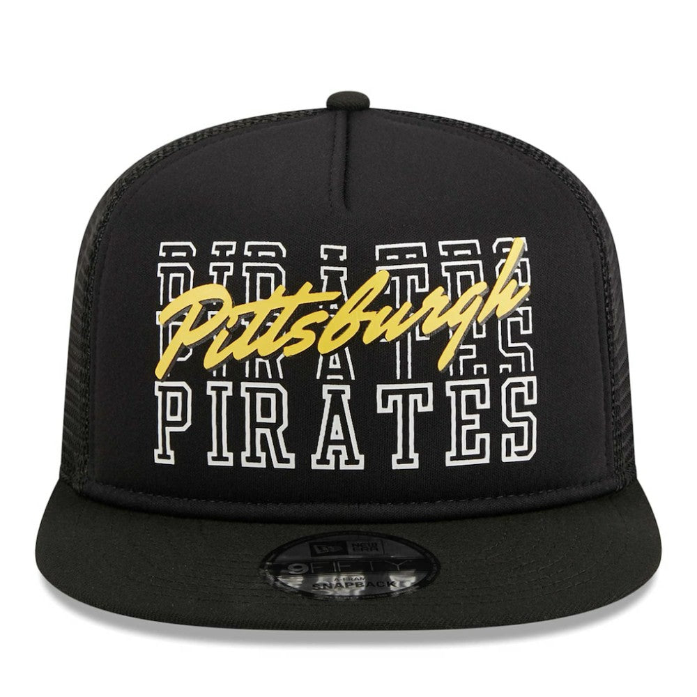 Black Pittsburgh Pirates New Era  Street Team A-Frame Trucker 9FIFTY Snapback Hat
