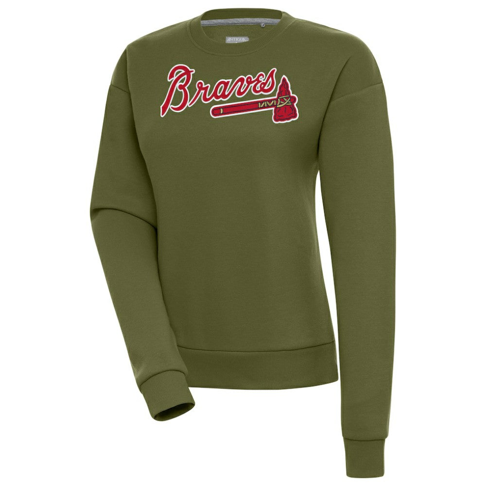 Olive Atlanta Braves Antigua Women's Victory Pullover Sweatshirt