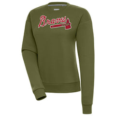 Olive Atlanta Braves Antigua Women's Victory Pullover Sweatshirt