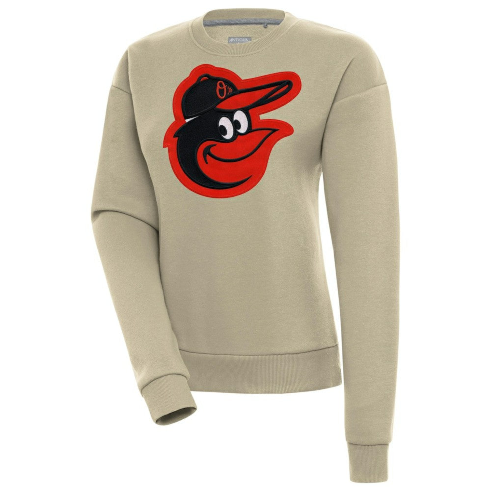 Khaki Baltimore Orioles Antigua Women's Victory Pullover Sweatshirt