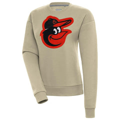 Khaki Baltimore Orioles Antigua Women's Victory Pullover Sweatshirt
