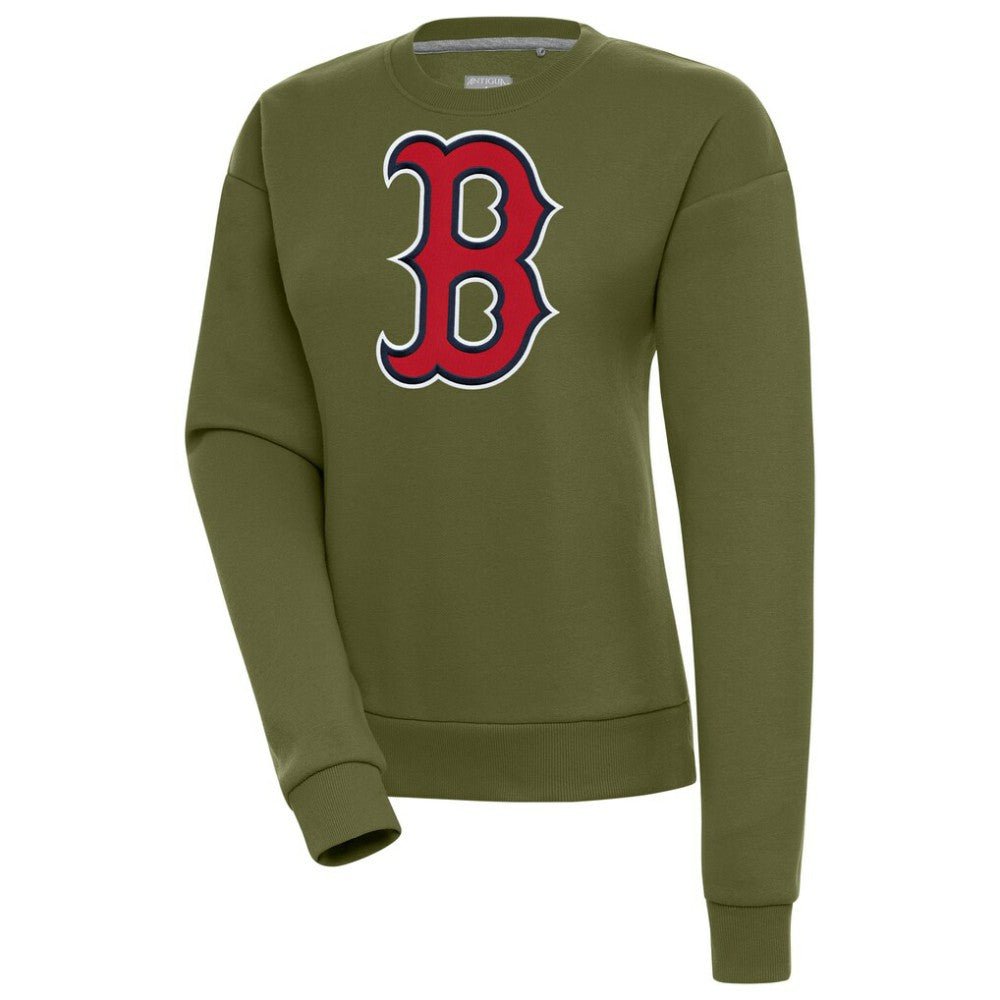 Olive Boston Red Sox Antigua Women's Victory Pullover Sweatshirt