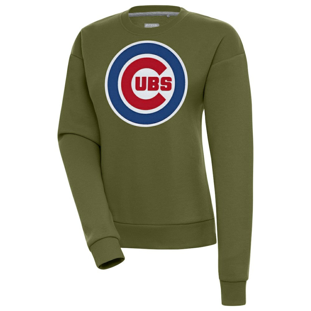 Olive Chicago Cubs Antigua Women's Victory Pullover Sweatshirt