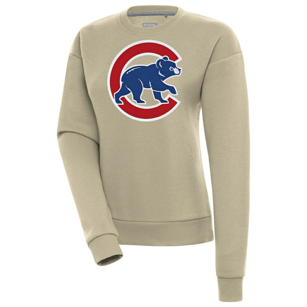 Khaki Chicago Cubs Antigua Women's Victory Pullover Sweatshirt