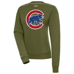 Olive Chicago Cubs Antigua Women's Victory Pullover Sweatshirt
