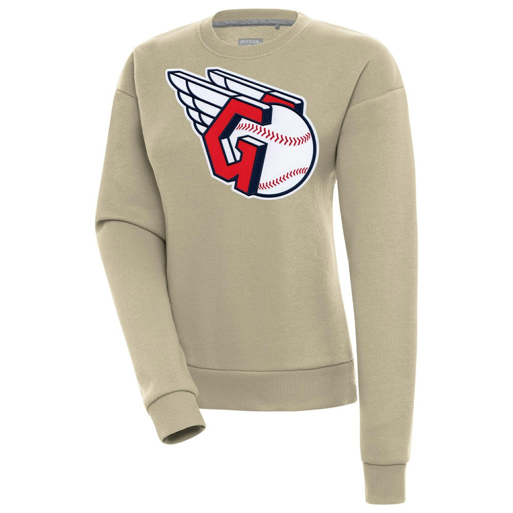 Khaki Cleveland Guardians Antigua Women's Victory Pullover Sweatshirt