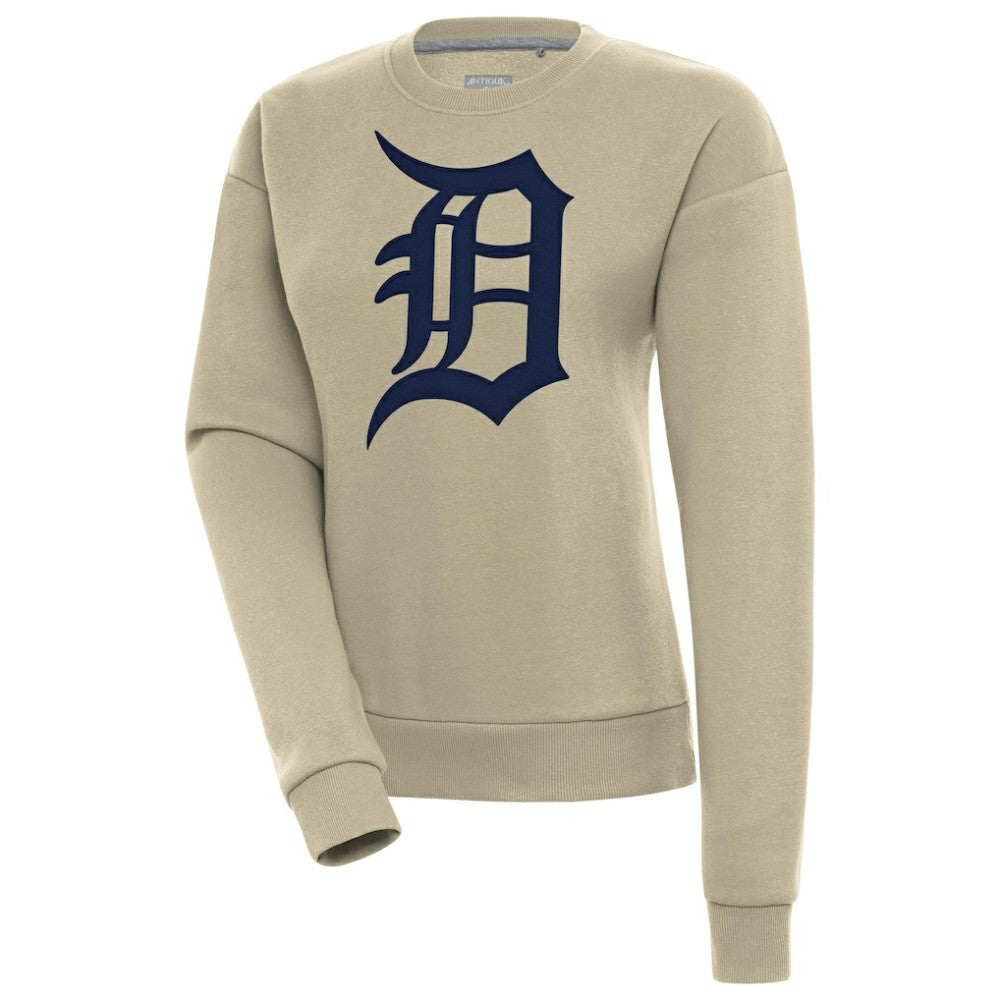 Khaki Detroit Tigers Antigua Women's Victory Pullover Sweatshirt