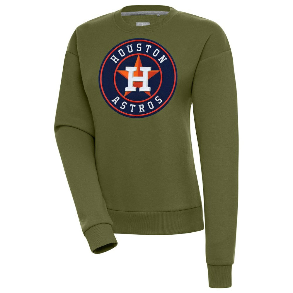 Olive Houston Astros Antigua Women's Victory Pullover Sweatshirt