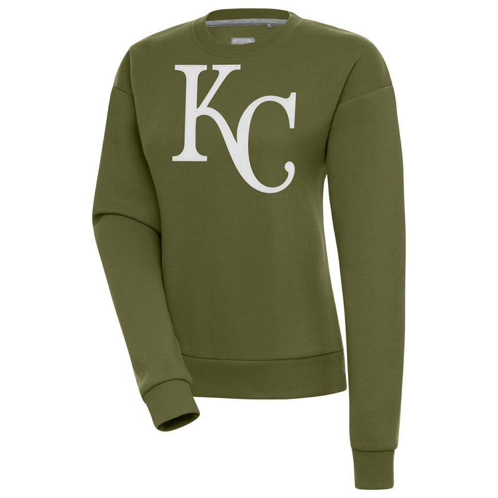 Olive Kansas City Royals Antigua Women's Victory Pullover Sweatshirt