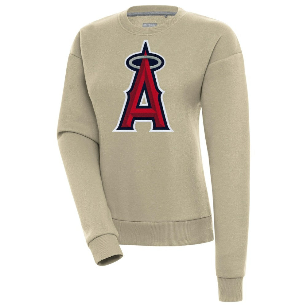 Khaki Los Angeles Angels Antigua Women's Victory Pullover Sweatshirt