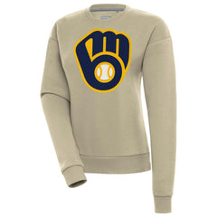 Khaki Milwaukee Brewers Antigua Women's Victory Pullover Sweatshirt