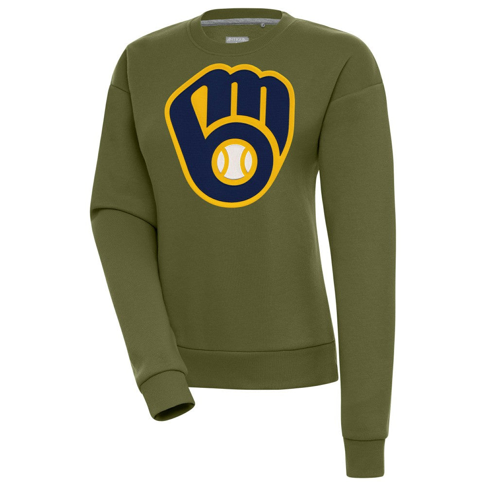 Olive Milwaukee Brewers Antigua Women's Victory Pullover Sweatshirt