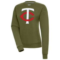 Olive Minnesota Twins Antigua Women's Victory Pullover Sweatshirt