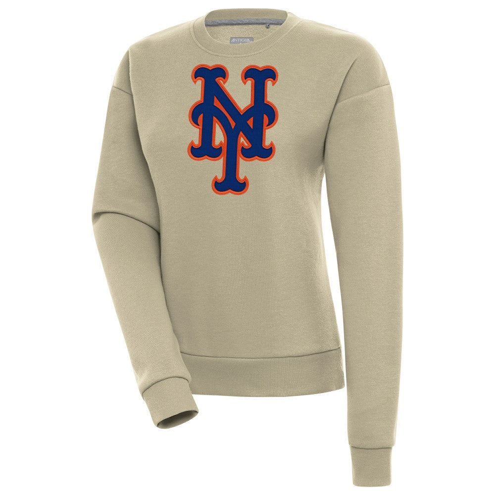 Khaki New York Mets Antigua Women's Victory Pullover Sweatshirt