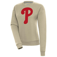 Khaki Philadelphia Phillies Antigua Women's Victory Pullover Sweatshirt